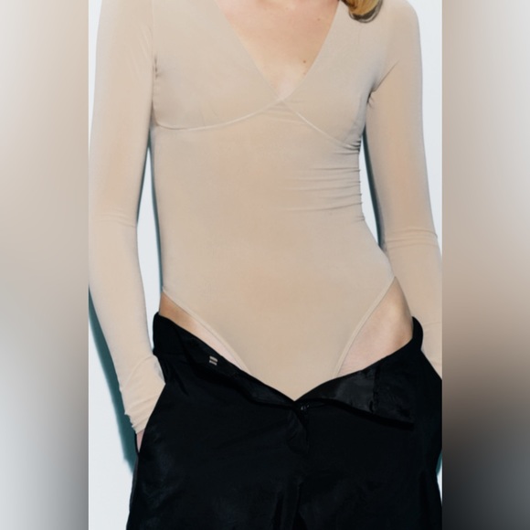 ZARA “Lingerie Collection” Nude Shapewear Premium Long Sleeve Bodysuit - Picture 2 of 10